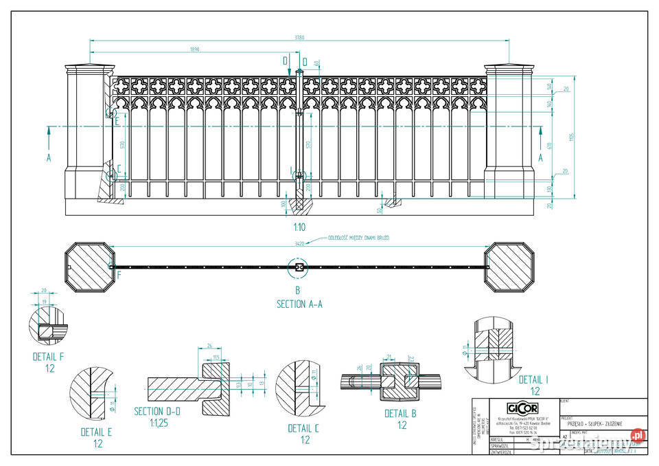 PRZĘSŁO GOTYCKIE SŁUPKI OGRODZENIOWE ŻELIWNE Architektura ogrodowa sprzedam