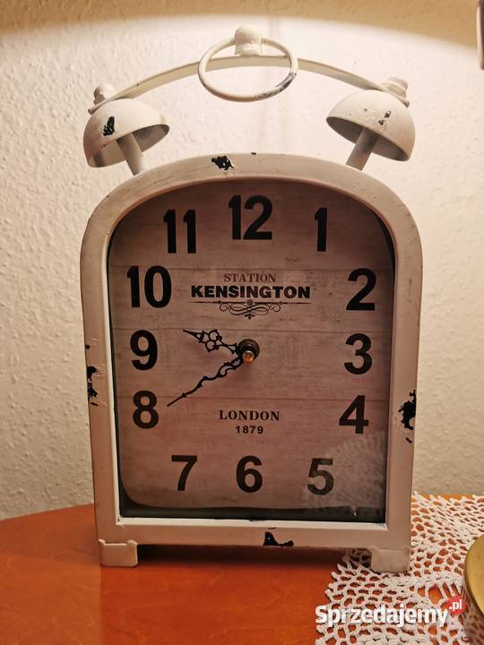 Zegar Kensington Station London biały postarzany Łódź