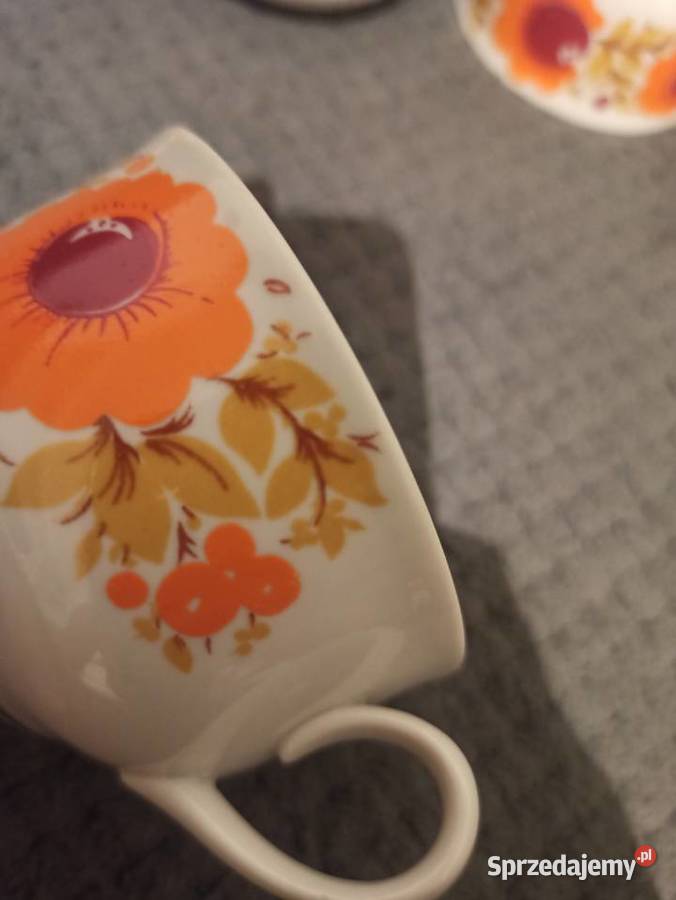 4 filiżanki do kawy herbaty porcelana PRL w odcienie pomarańczowego  mazowieckie Warszawa