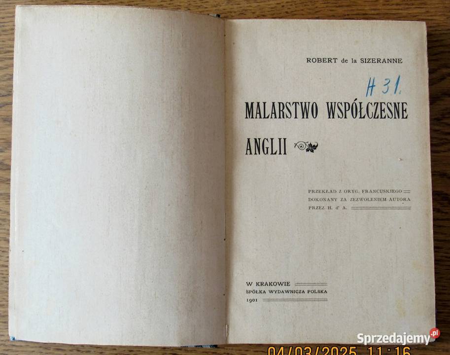 Historia malarstwa angielskiego XIX wieku z 1901 Bychawka Trzecia