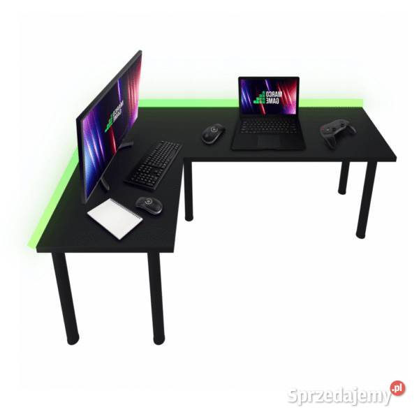 Biurko narożne gamingowe MARCO GAME CORNER szare Młodocin Mniejszy