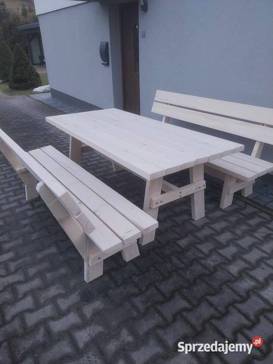 Meble ogrodowe drewniane góralskie Tokarnia