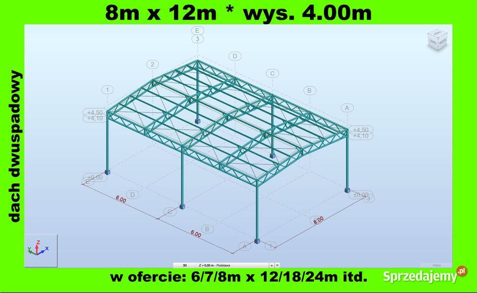 Konstrukcja Stalowa Dwuspadowa 8m x 12m Wiata łódzkie Rawa Mazowiecka sprzedam