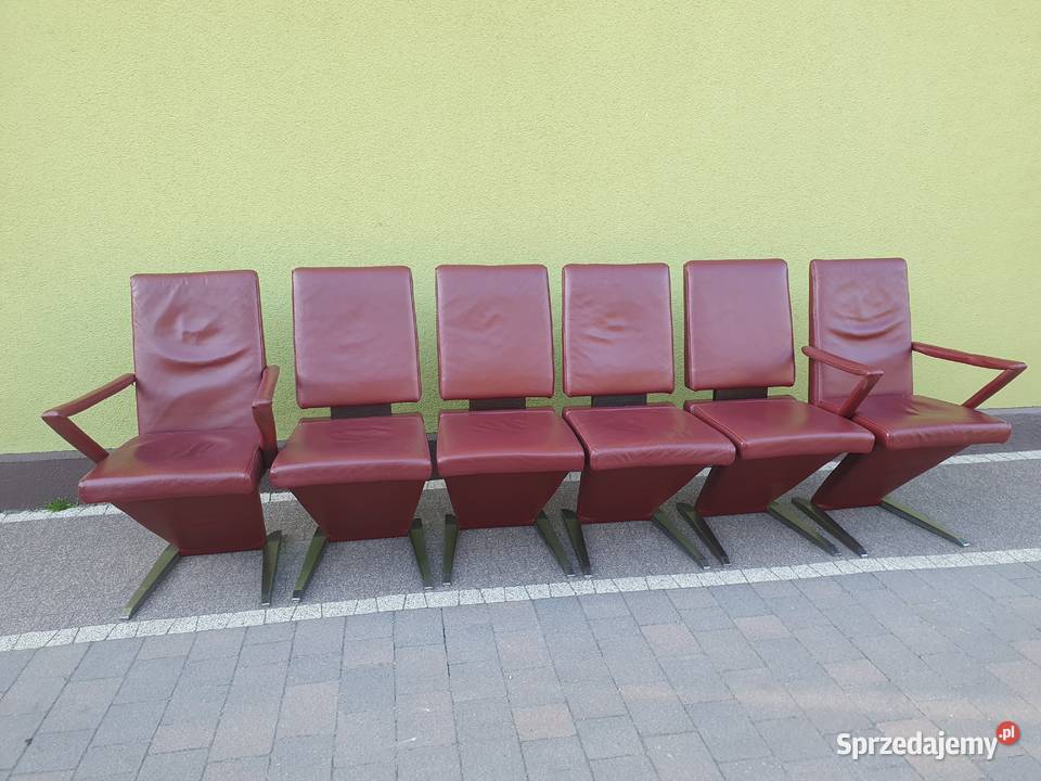 Krzesła skórzane komplet 6 Krzesło Loft Vintage Szymanowice
