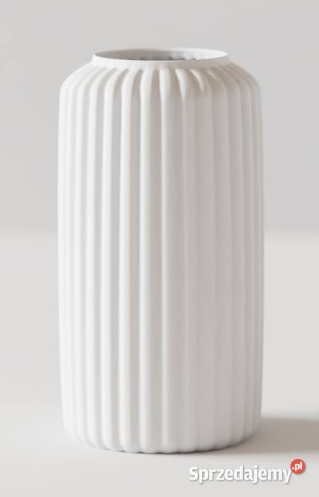 Wazon na kwiaty nowoczesny prosty paski biały biały łódzkie Łódź
