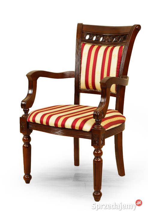 Krzesło ludwikowskie rzeźbione z podłokietnikami wielkopolskie Września