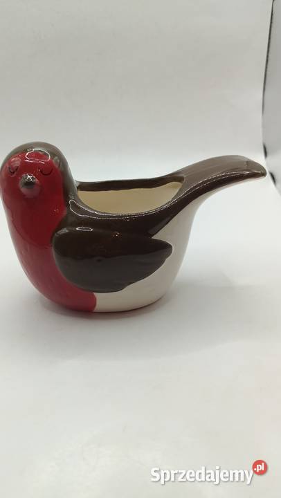 Figurka ceramiczna ptak rudzik pojemnik miseczka Zamość sprzedam
