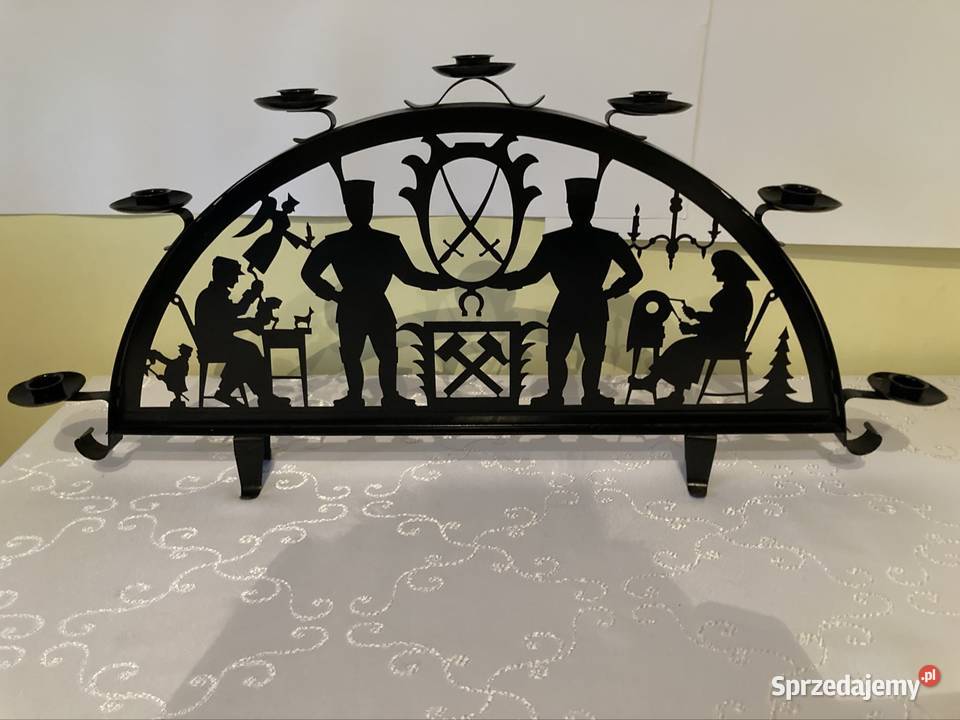 Świecznik Metalowy Łuk z Wizerunkiem Górnika Antyki, Sztuka, Kolekcje Czerwionka-Leszczyny sprzedam