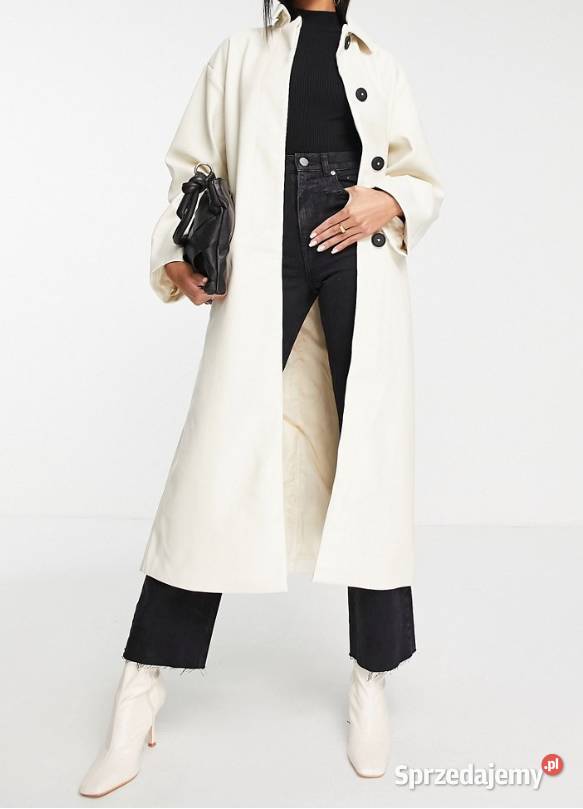 36S ASOS Długi płaszcz skórzany z Londynu NOWY Moda i Styl Kraków sprzedam