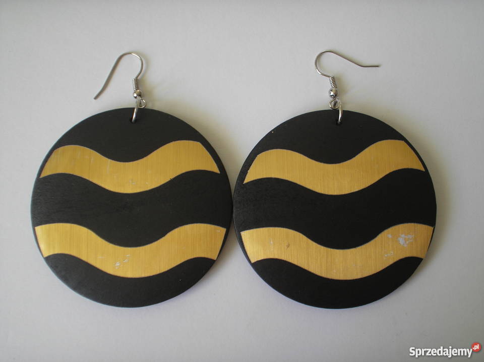 Piękne drewniane kolczyki o średnicy 55 Kraków