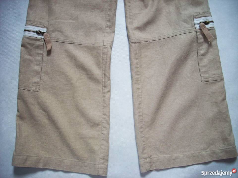 ONLY lniane spodnie z zamkami bojówki super 36 S Nowy Sącz