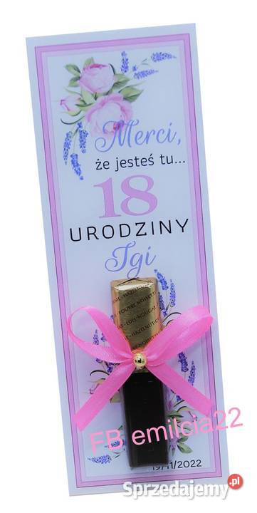 KOMPLETNE Merci podziękowanie gości z okazji 18 lubuskie