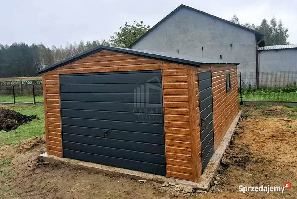 Garaż blaszany 4x6m brama uchylna drzwi okno blacha Międzyrzecz