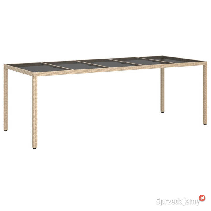Stół ogrodowy beżowy 250x100x75 szkło i rattan Warszawa