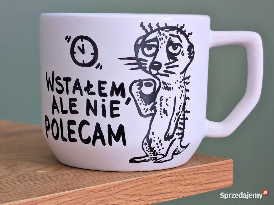Kubek Ceramiczny Ręcznie Malowany SURYKATKA biały Kubki Dobrzykowice