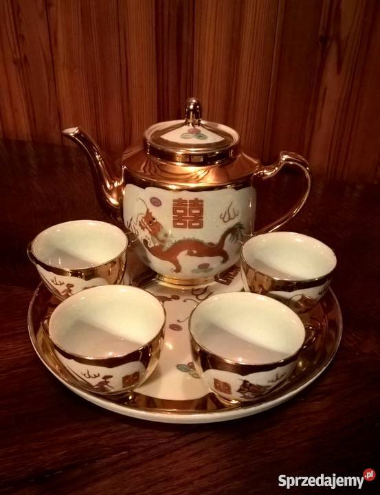 Serwis do herbaty kawy złocona chińska porcelana Kluczbork