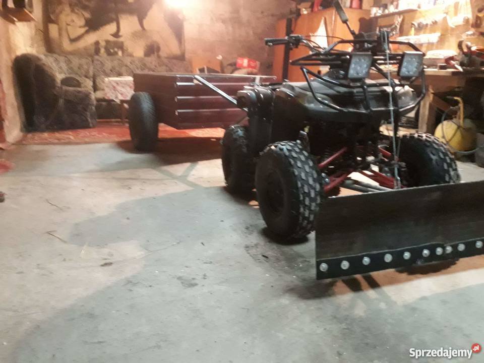 Quad 125 z pługiem do sniegu przyczepka Macoszyn Mały