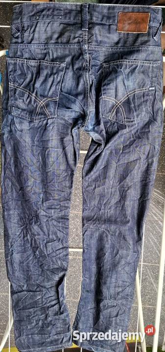 spodnie jeans pomarszczone ciemny granat 30x30 Rozmiar S