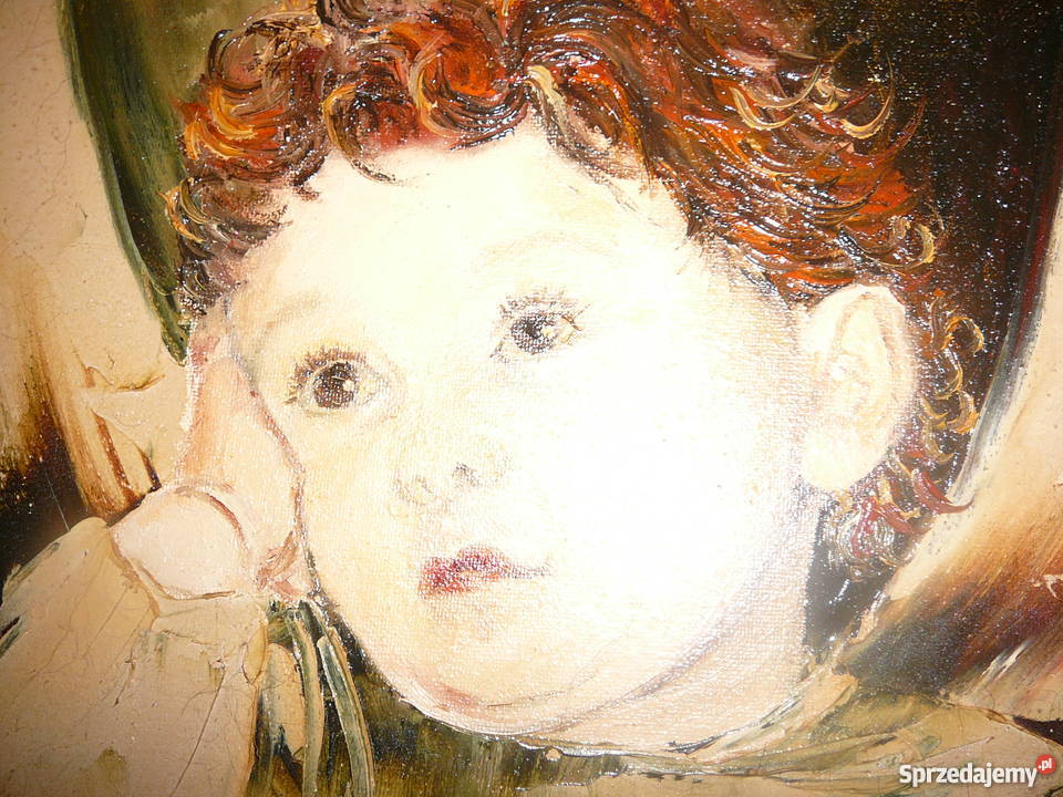 obraz olejny chłopczyk sygnowany Wrocław