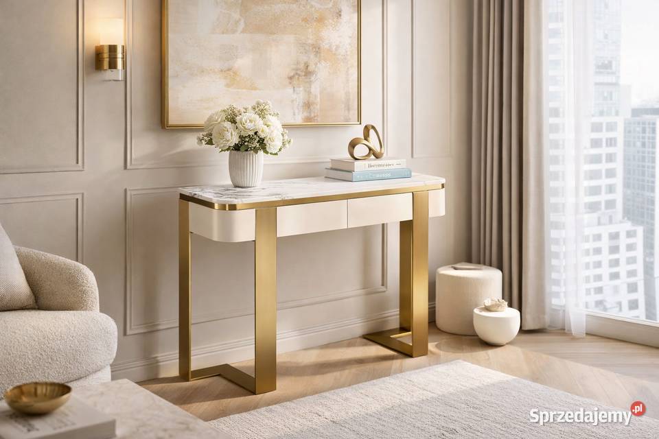 Konsola glamour z marmurem i szufladami Sofia Golkowice