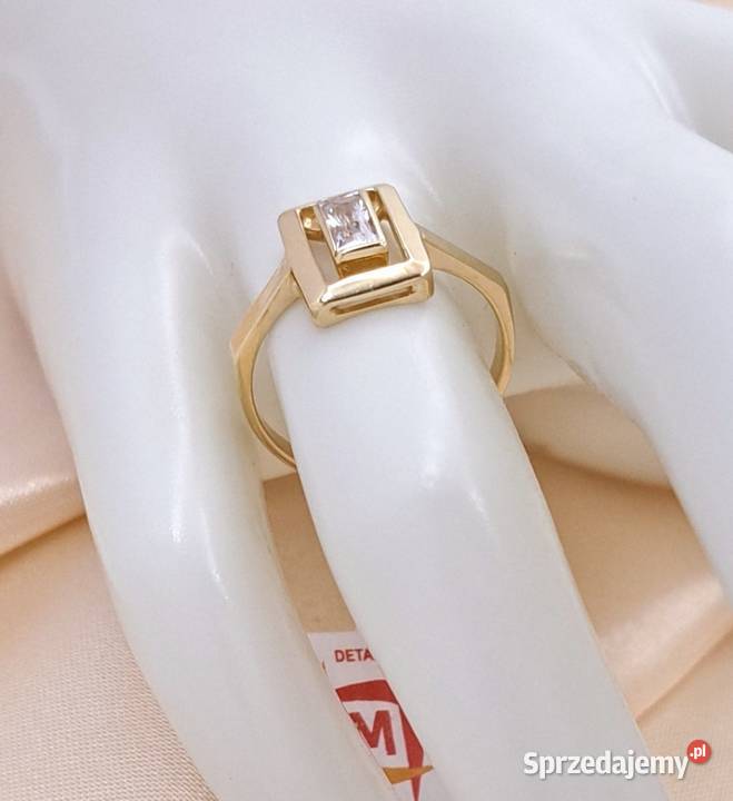 Pierścionek r16 Złoty pr585 Prostokąt z złote Poznań sprzedam