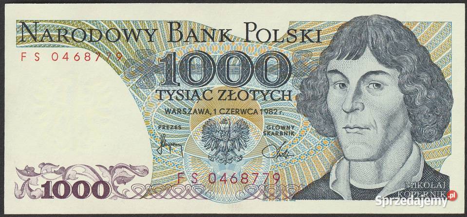 Polska 1000 złotych 1982 Mikołaj Kopernik stan Łódź