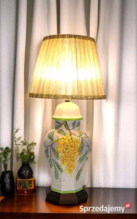 porcelanowa sygnowana ręcznie malowana lampa