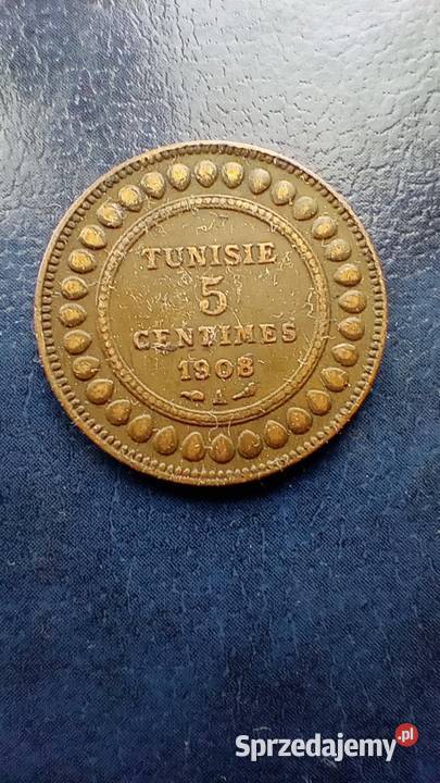 Stare monety 5 centym 1908 Tunezja Numizmatyka Lesko sprzedam