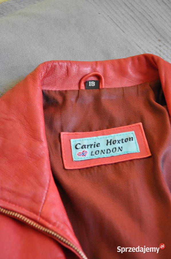 Czerwona skórzana kurtkapłaszcz Carrie Hoxton Warszawa