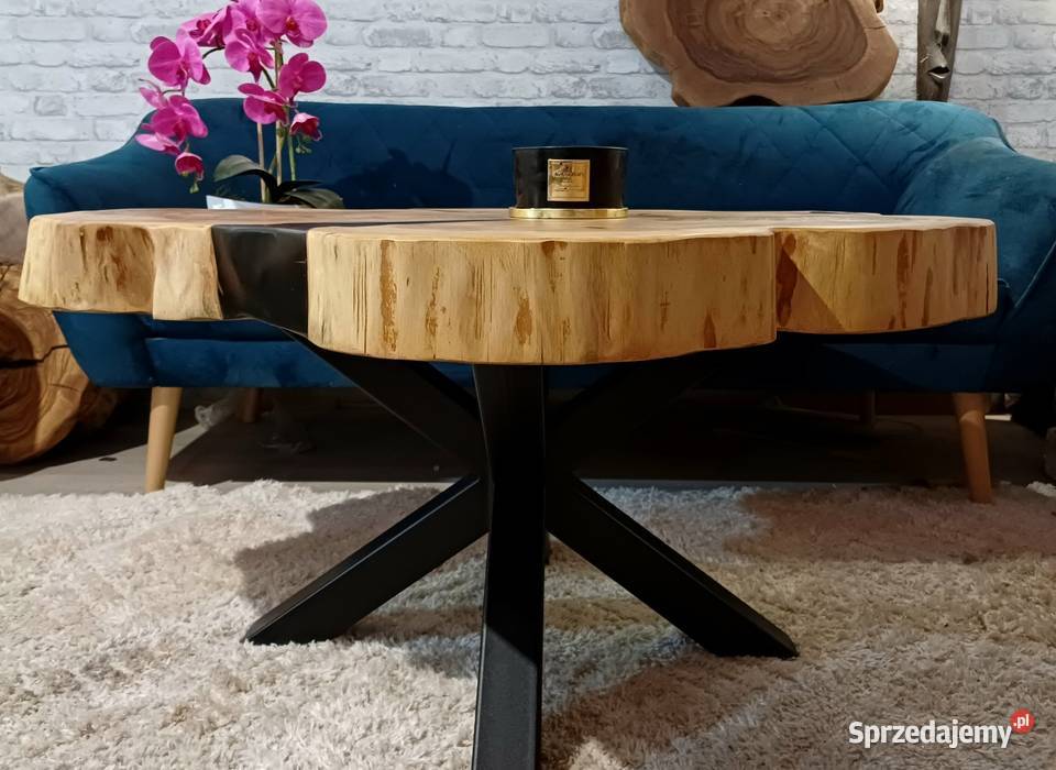 Stolik kawowy 100x80 PIĘKNY OKAZ LIVE EDGE Meble wielkopolskie Śrem