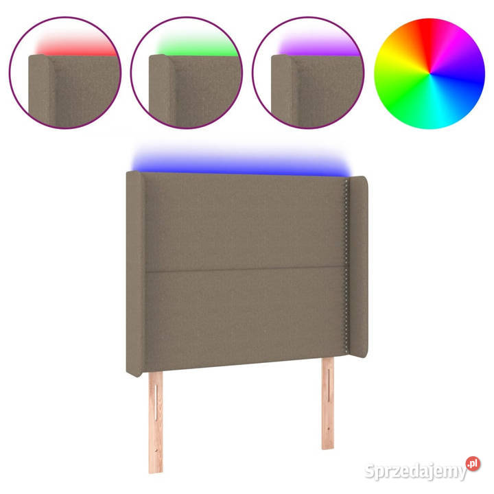 Zagłówek do łóżka z LED taupe 103x16x118128