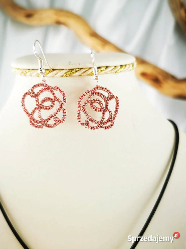 Komplet biżuterii frywolitka Wiśniowa