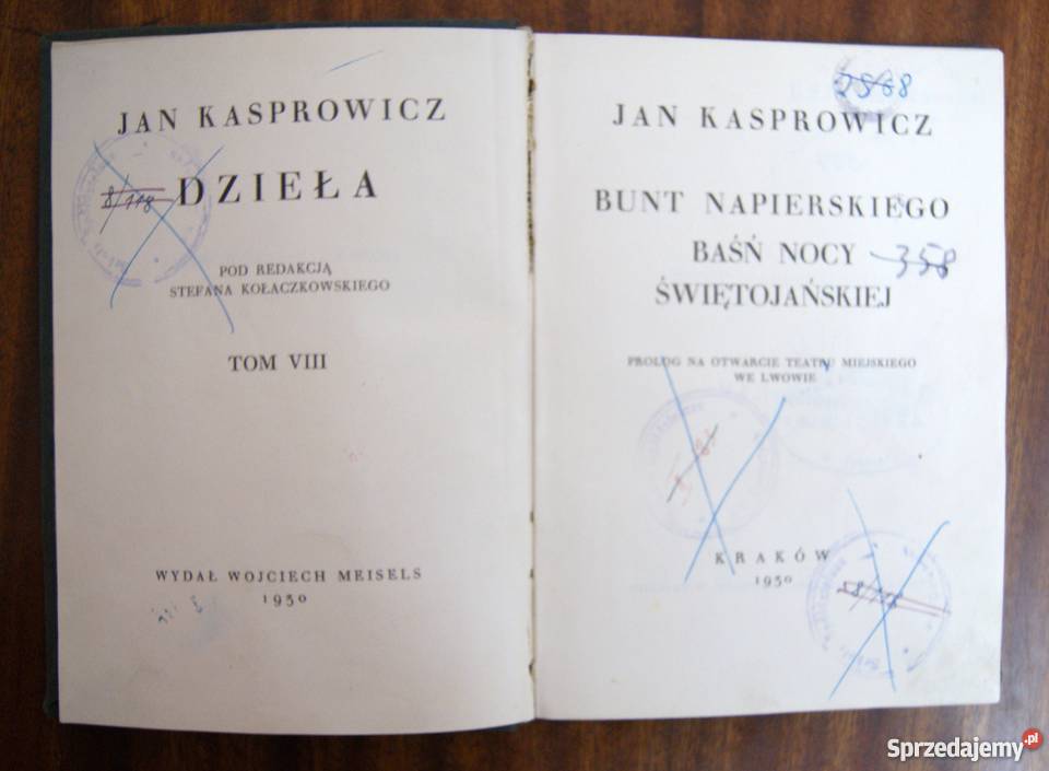 Jan Kasprowicz Bunt Napierskiego Baśń nocy lubelskie sprzedam