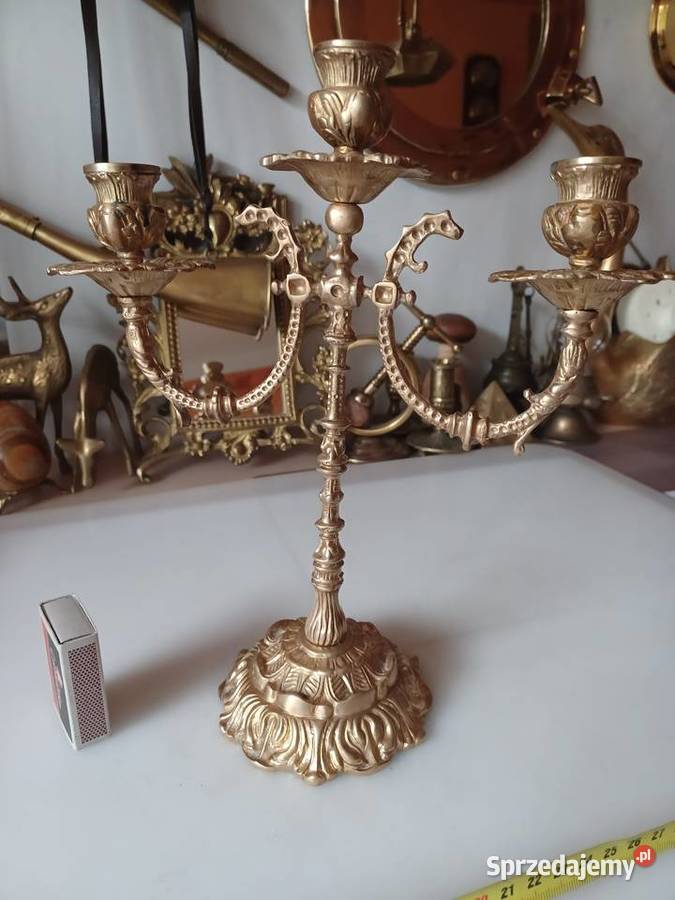 Piękny masywny świecznik mosiężny Dom i Ogród Poznań
