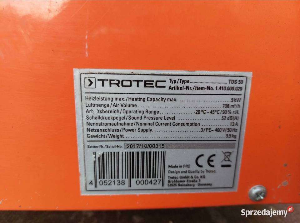 Nagrzewnica elektryczna TROTEC TDS50 9 kW Milicz