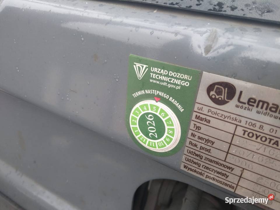Wózek widłowy TOYOTA 7FG25 2006 LPG super stan