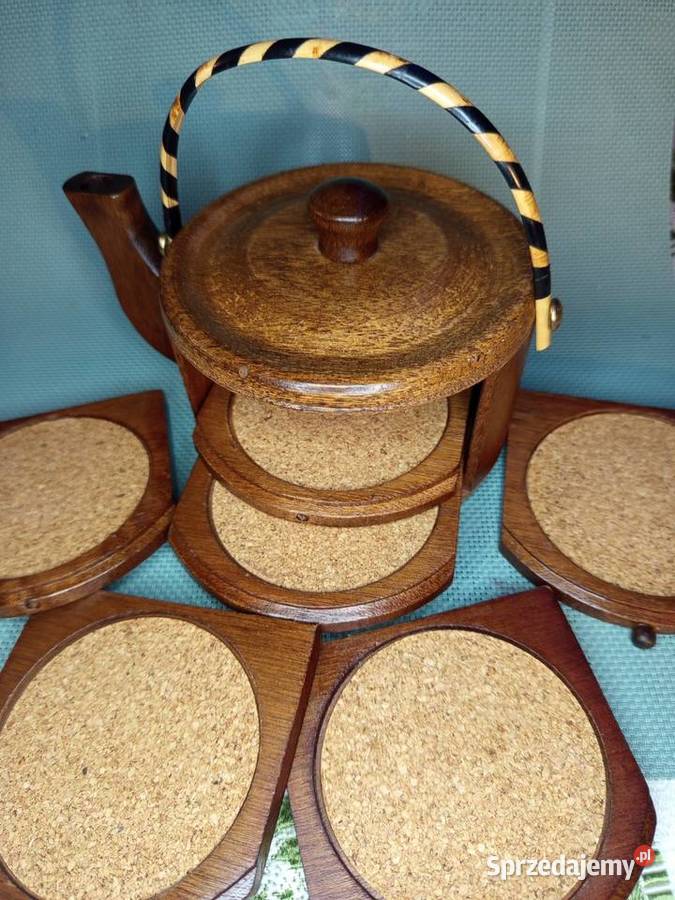 Stary drewniana Rustykalny zestaw podkładek