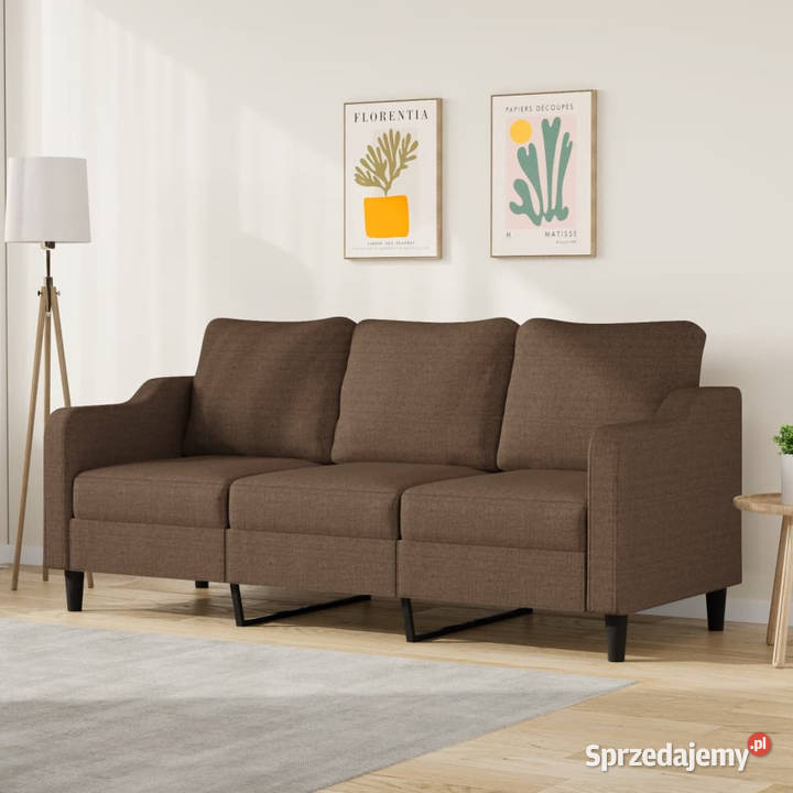 Sofa 3osobowa brązowa 180 tapicerowana tkaniną Warszawa
