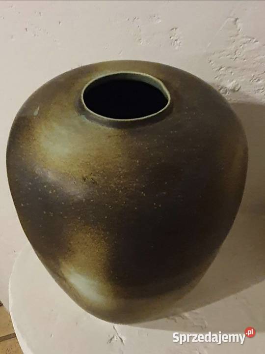 WAZON z ceramiki ręczna praca duży pękaty szary Lublin