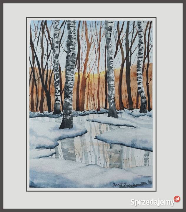 Akwarela Akwarelka Obraz pt Czar Brzóz Obrazki i obrazy opolskie Opole