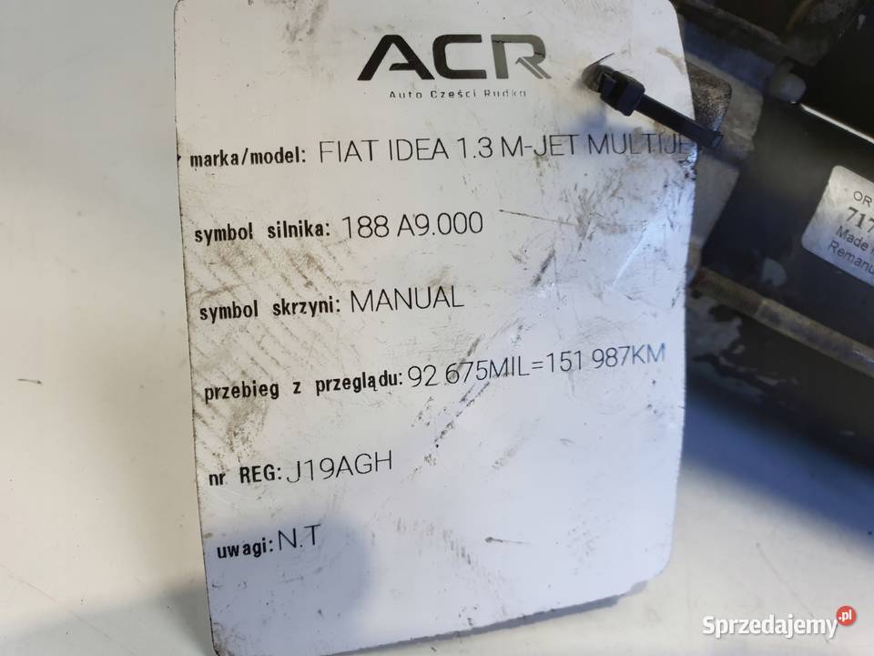 ROZRUSZNIK Fiat Idea 13 MJET ROZRUSZNIK Rudka