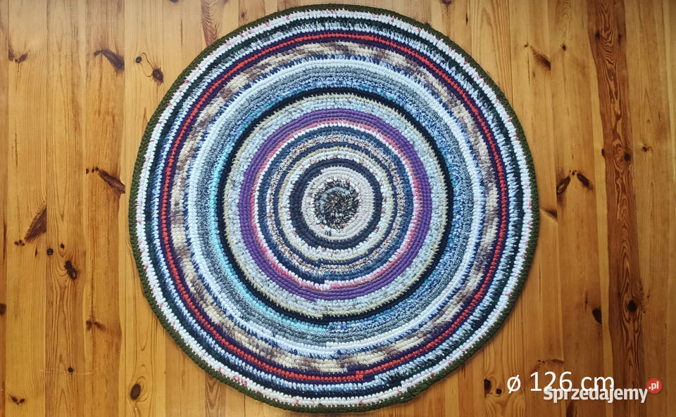 Dywan okrągły średnica 126 rękodzieło zero waste sprzedam