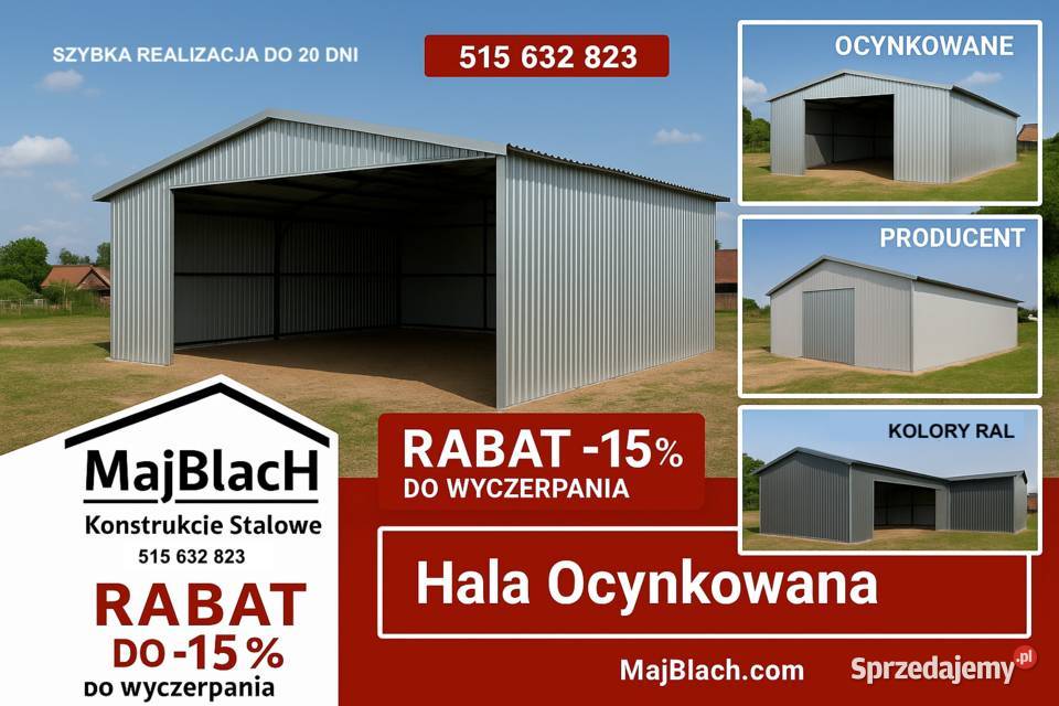 PRODUCENT Wiat Hal Garaży Blaszanych Montaż 187zł/m2 Staszów sprzedam