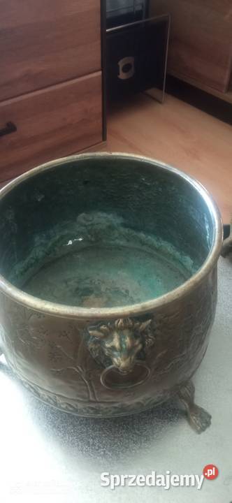 Doniczka mosiądz pojemnik z wytłoczonym wzorem Białystok