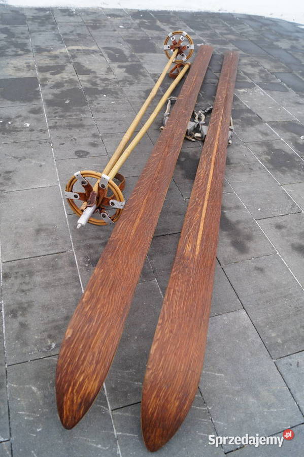 Stare narty jesionowo hikorowe 190 kijki Pruchnik