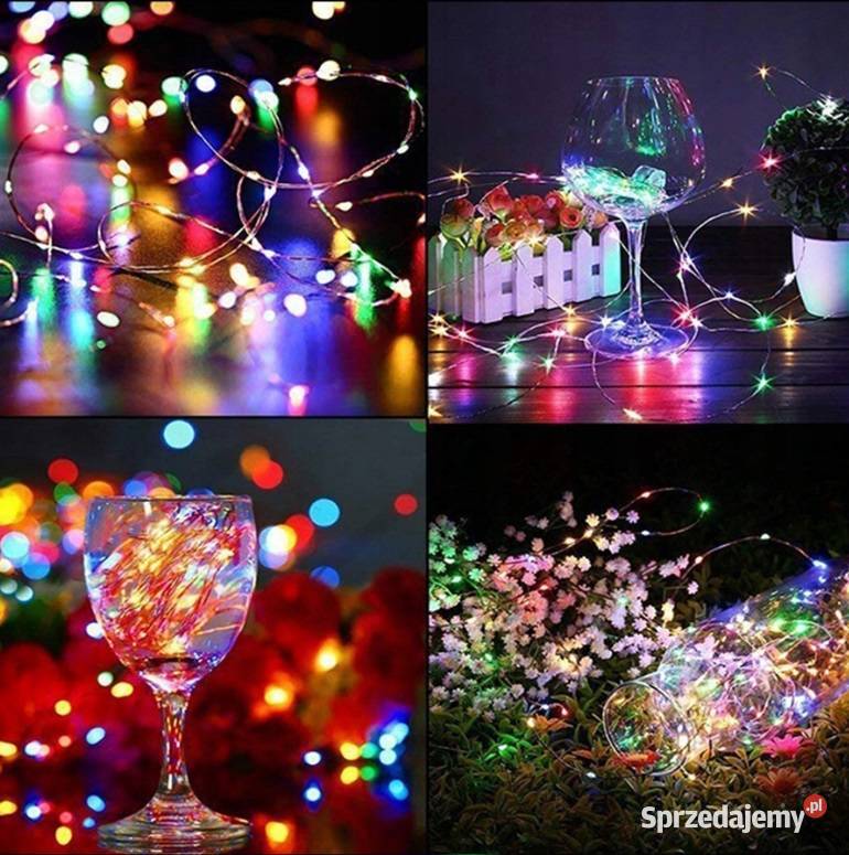 LAMPKI DRUCIKI 100 LED NA BATERIE MULTI KOLOR Lampki biurkowe Gdańsk