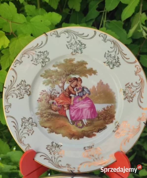 Vintage La Reine Limoges Porcelana Patera złoto Porcelana i szkło Pabianice