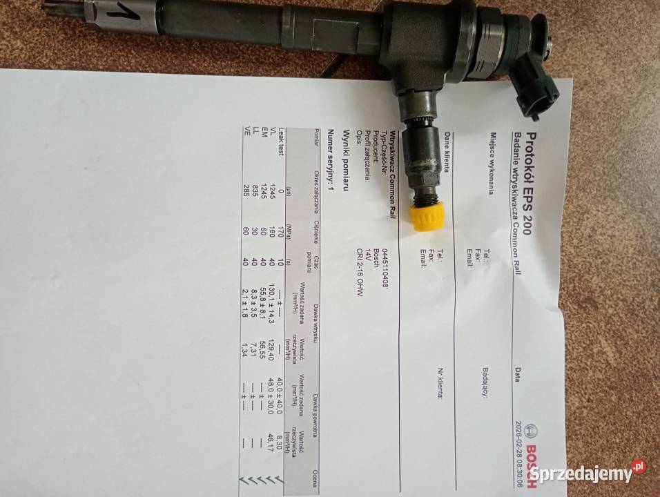 Wtryskiwacz 0445110408 valtra Fendt Massey wielkopolskie Turkowice