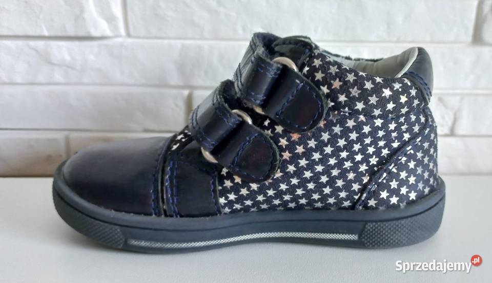 Skórzane trzewiki nieocieplane dziecięce granat Dla niemowląt Chrzanów