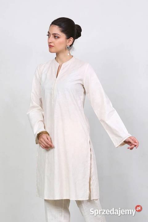 Nowa tunika indyjska złamana biel żakard M 38 Bluzki i koszule Szczecin